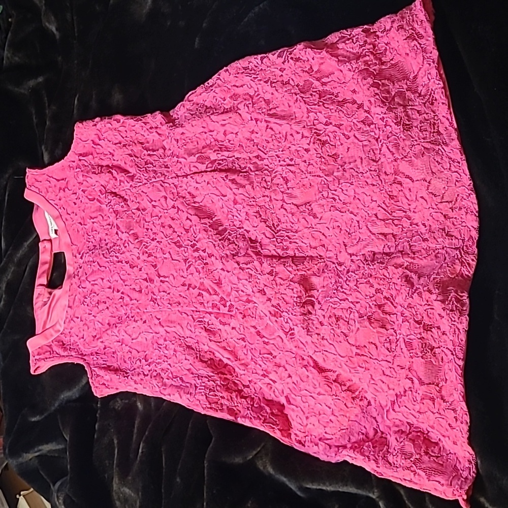 LIZ CLAIBORNE Women's Pink Lace Overlay Dress